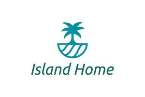 Ocean waves and palm tree combined with simple minimalist and modern shapes suitable for logo and icon vector