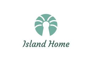 palm tree and keyhole object with minimalist and modern shape suitable for island property and apartment logo vector