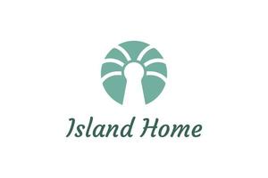 palm tree and keyhole object with minimalist and modern shape suitable for island property and apartment logo vector