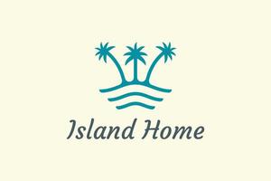 Ocean waves and palm tree combined with simple minimalist and modern shapes suitable for logo and icon vector
