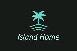 Ocean waves and palm tree combined with simple minimalist and modern shapes suitable for logo and icon vector