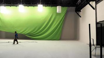 Big studio with green screen. photo