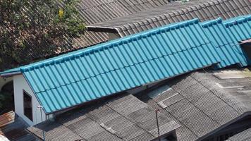 Roof tiles and made from ceramic and metal material and top view angle. photo