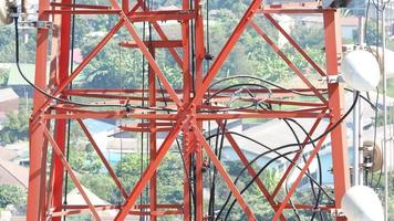 Telecommunication tower closeup. photo