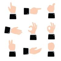 Hands collection line icon. Hand counting and hand gesture icon such as like, love, fist . black line. isolated background vector