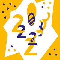 felicitaciones por 2023. tarjeta con letras de colores brillantes. colores amarillo, azul, blanco. plantilla vectorial vector