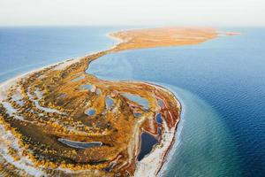 Beautiful land. Aerial view of Jarilgach island in Ukraine. Majestic landscapes photo