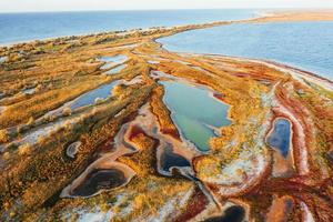 Aerial view of Jarilgach island in Ukraine. Majestic landscapes photo