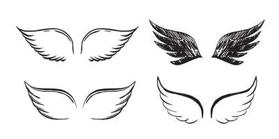 alas de angel vector dibujado a mano ilustración