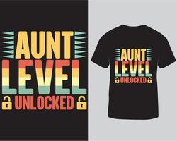 Aunt level unlocked gaming tshirt design pro download vector