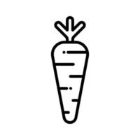 zanahoria, icono vegetal de raíz en el diseño de estilo de línea aislado sobre fondo blanco. trazo editable. vector
