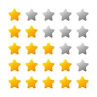 One star to five stars rating icon set in flat style design isolated on white background. Feedback concept. vector