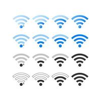 Wifi signal sign, wireless network signals symbol icon set isolated on white background. vector