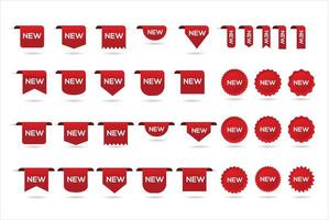 Big collection of NEW red price tags stickers labels and ribbons vector