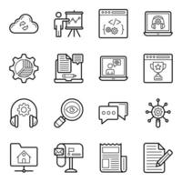 Search Engine Optimization Elements Line Icons vector