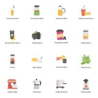 paquete de iconos planos de preparación de café vector