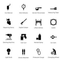 Automobile Parts Services Solid Icons vector