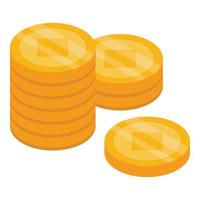 Gold coin stack icon, isometric style vector