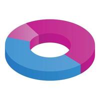 Pie chart icon, isometric style vector