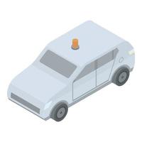 Car with flashing light icon, isometric style vector