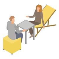 Office meeting icon, isometric style vector