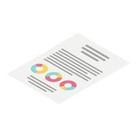 Statistic paper icon, isometric style vector