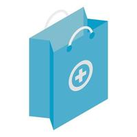 Pharmacy shopping bag icon, isometric style