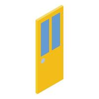 icono de la puerta de la habitación amarilla, estilo isométrico vector