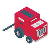 Red farm robot tractor icon, isometric style vector