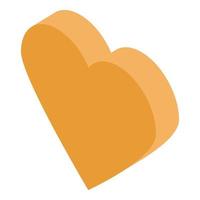 Orange heart icon, isometric style vector