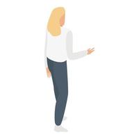 Blonde woman icon, isometric style vector