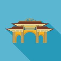 Pagoda gate icon, flat style vector