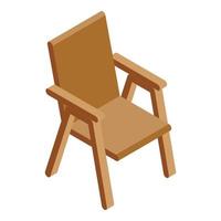Patio wood chair icon, isometric style vector