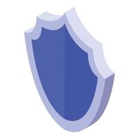 Blue steel shield icon, isometric style vector