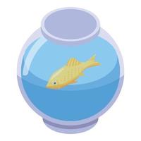 pez dorado en el icono del acuario, estilo isométrico vector