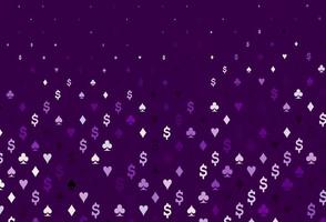 Dark purple vector template with poker symbols.