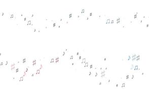 Light Blue, Red vector texture with musical notes.