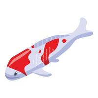 Japan koi carp icon, isometric style vector