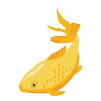 Goldfish with the big tail icon, isometric style vector