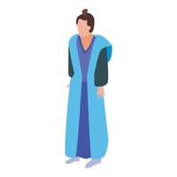 Blue clothes samurai icon, isometric style vector