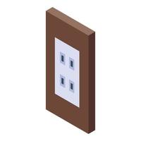 Wood frame power socket icon, isometric style vector