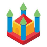 Castle trampoline icon, isometric style vector