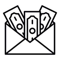 Money in envelope icon, outline style vector