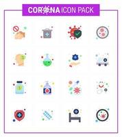 Covid19 Protection CoronaVirus Pendamic 16 Flat Color icon set such as flu virus medical germs safe viral coronavirus 2019nov disease Vector Design Elements