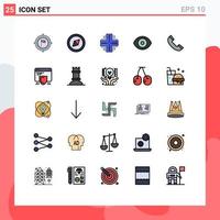 Stock Vector Icon Pack of 25 Line Signs and Symbols for phone call datacenter science eye Editable Vector Design Elements