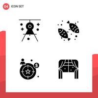 Pack of 4 Universal Glyph Icons for Print Media on White Background Creative Black Icon vector background