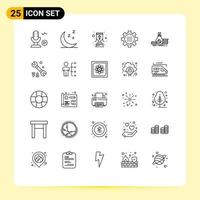 conjunto de 25 iconos modernos de la interfaz de usuario signos de símbolos para la configuración de la bolsa opciones de copa configuración elementos de diseño vectorial editables vector