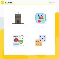 Modern Set of 4 Flat Icons and symbols such as antenna file tower pie security Editable Vector Design Elements