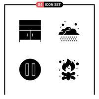 Set of 4 Solid Style Icons for web and mobile Glyph Symbols for print Solid Icon Signs Isolated on White Background 4 Icon Set Creative Black Icon vector background