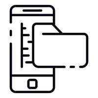 Smartphone and folder icon, outline style vector